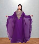 Royal Purple Embroidered Butterfly Kaftan