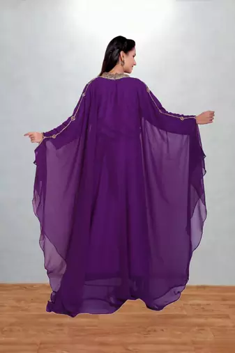 Royal Purple Embroidered Butterfly Kaftan