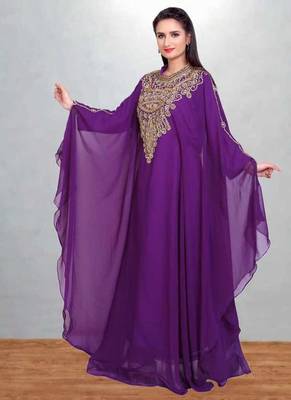 Royal Purple Embroidered Butterfly Kaftan 3