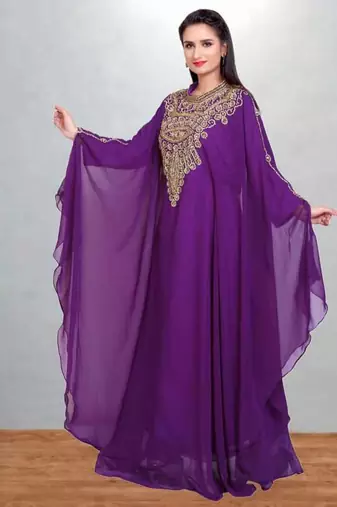 Royal Purple Embroidered Butterfly Kaftan