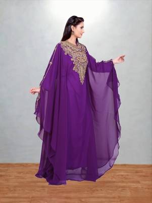 Royal Purple Embroidered Butterfly Kaftan 4
