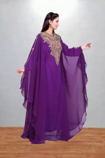 Royal Purple Embroidered Butterfly Kaftan