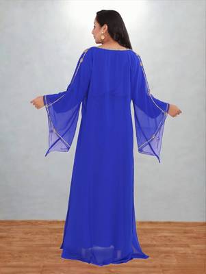 Electric Blue Zari Embroidered Kaftan Dress 2