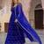 Designer royal blue organza embroidered anarkali suit set with dupatta for women