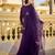 Designer deep purple chanderi silk embroidered palazzo suit set with organza dupatta for women