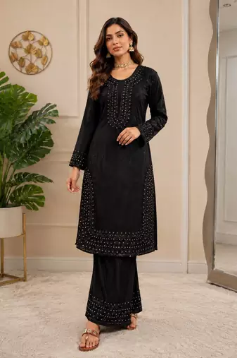  heavy fandy silk embroidered beads work top palazzo dupatta set for women