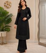  heavy fandy silk embroidered beads work top palazzo dupatta set for women