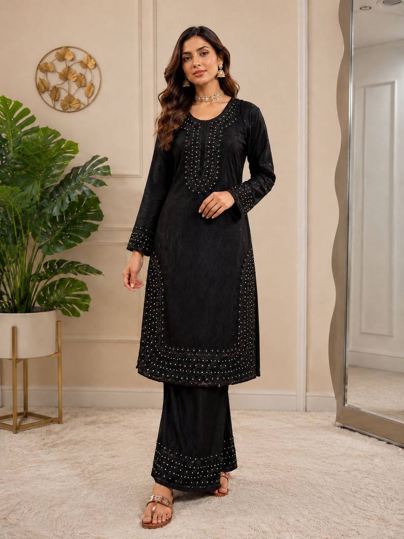  heavy fandy silk embroidered beads work top palazzo dupatta set for women