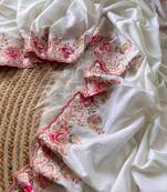 White Color Viscose Embroidery Work  Silk Saree