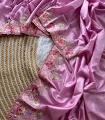 Pink Color Viscose Embroidery Work  Silk Saree