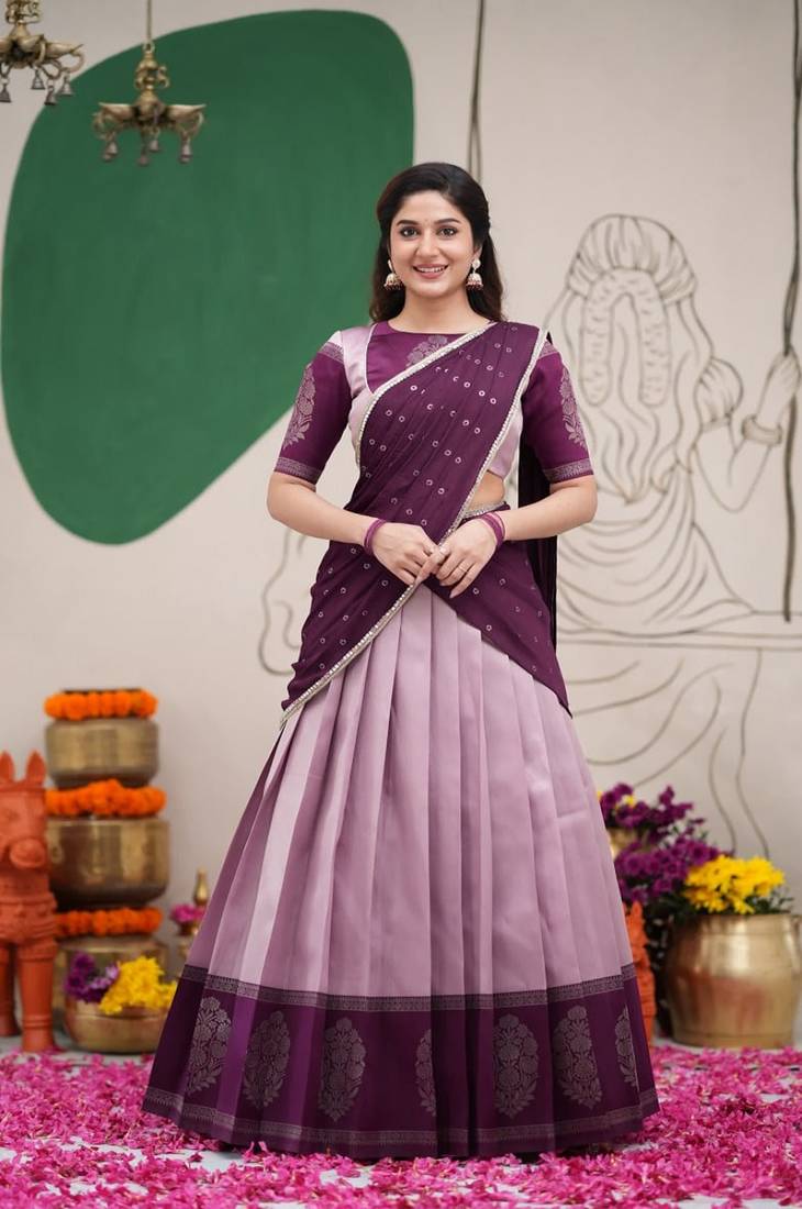 South Indian Festive Silk Lehenga Choli