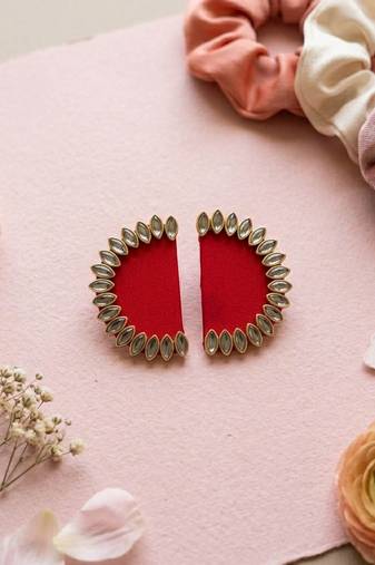 Red color handcraft earrings