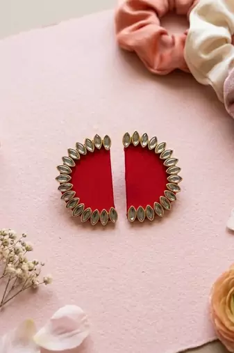 Red color handcraft earrings