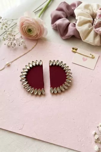Maroon color handcraft earrings