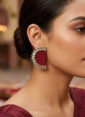 Maroon color handcraft earrings 2