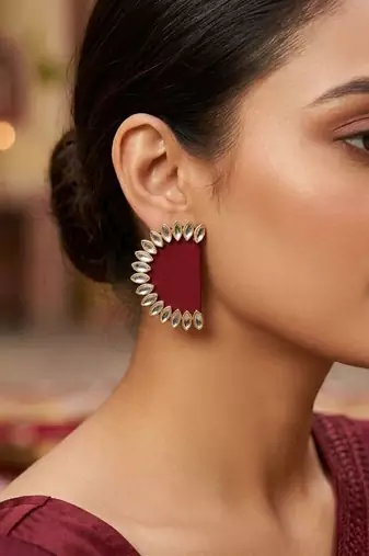 Maroon color handcraft earrings