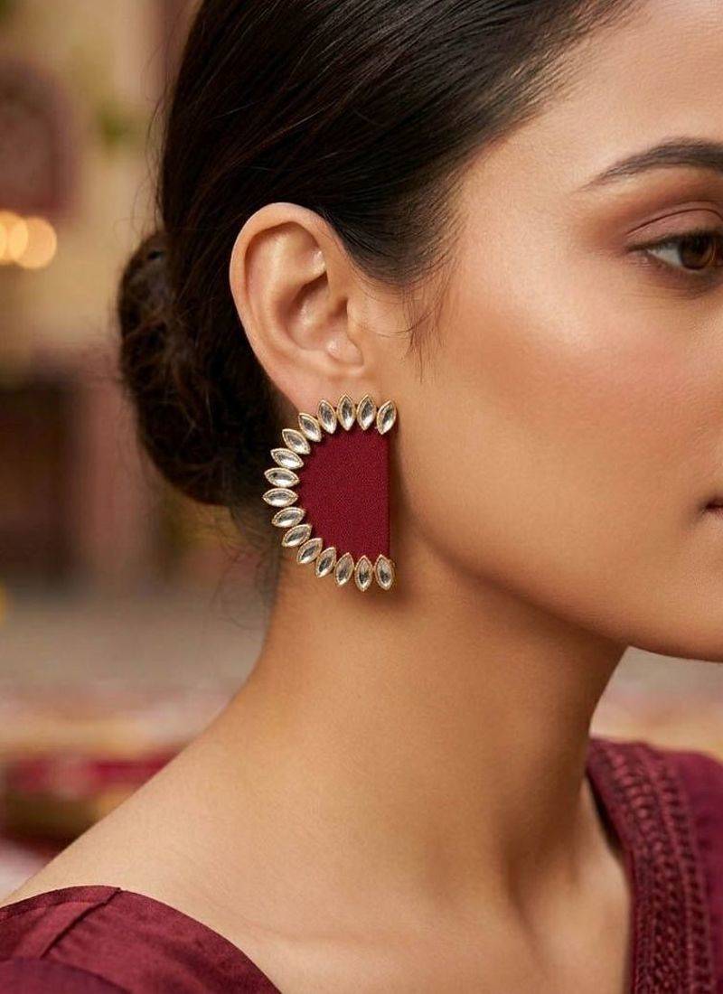 Maroon color handcraft earrings