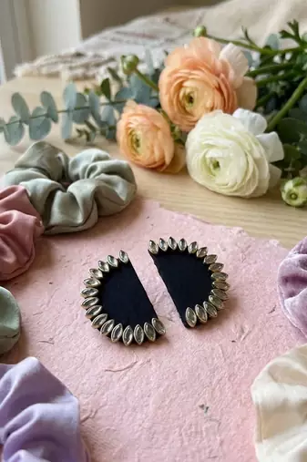 Black color handcraft earrings