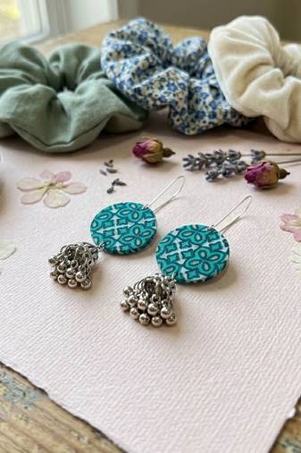 Rama green color handcraft earrings