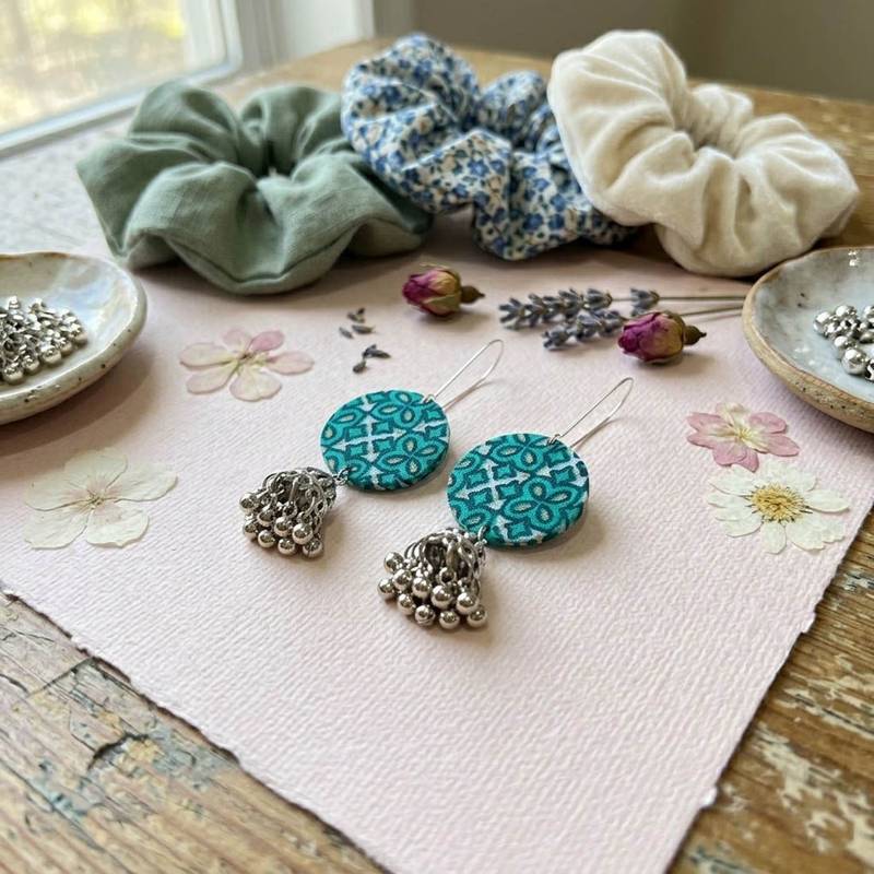 Rama green color handcraft earrings