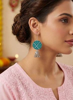 Rama green color handcraft earrings 2
