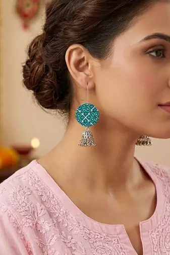Rama green color handcraft earrings