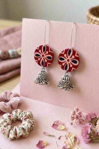 Red color handcraft earrings