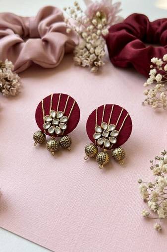Maroon color handcraft earrings