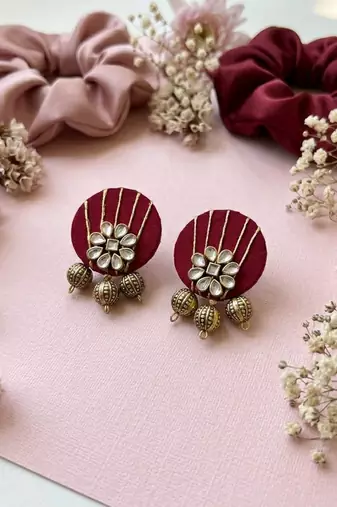 Maroon color handcraft earrings