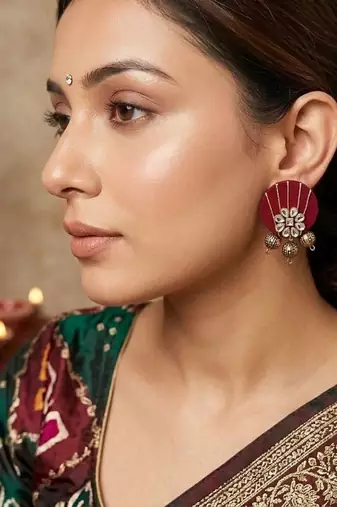 Maroon color handcraft earrings