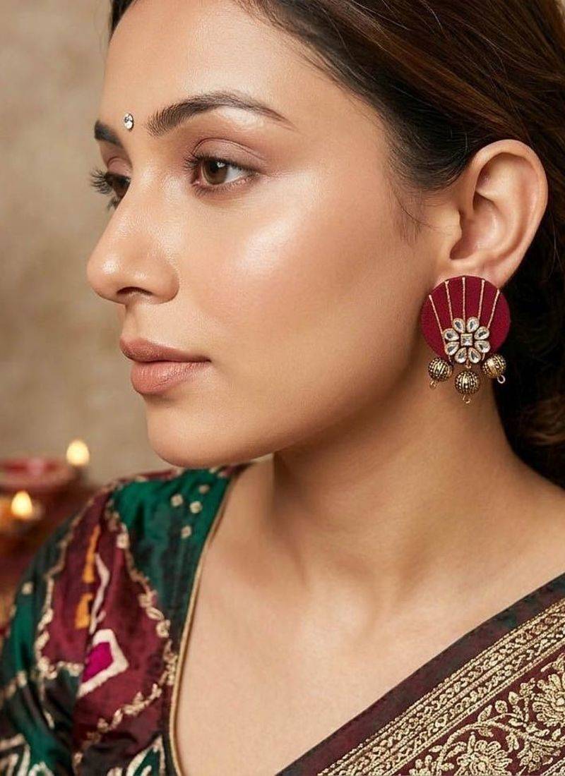 Maroon color handcraft earrings