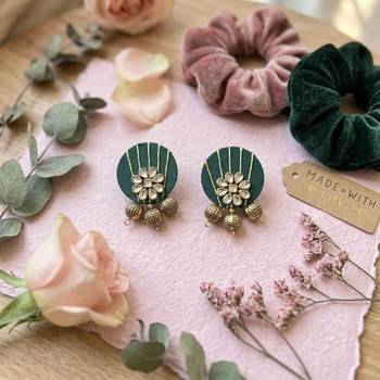 Green color handcraft earrings 1
