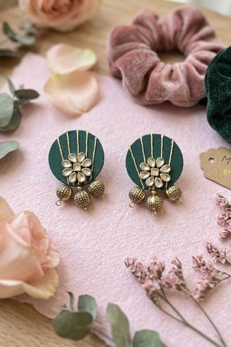 Green color handcraft earrings
