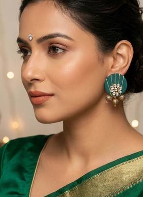 Green color handcraft earrings 2