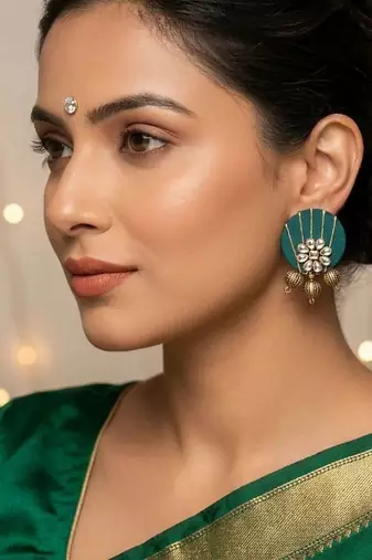 Green color handcraft earrings