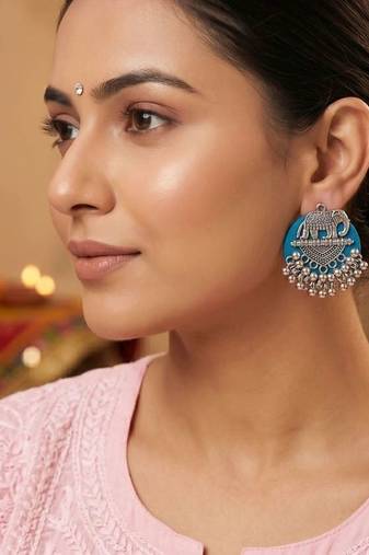 Rama green color handcraft earrings
