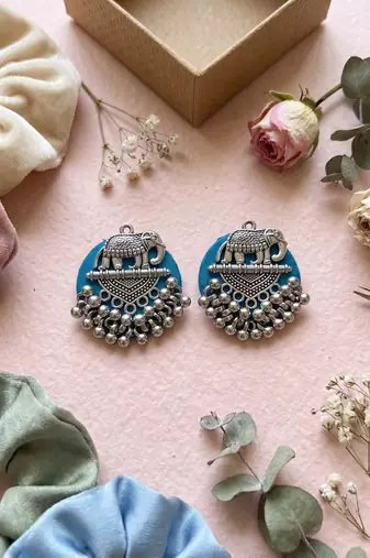 Rama green color handcraft earrings