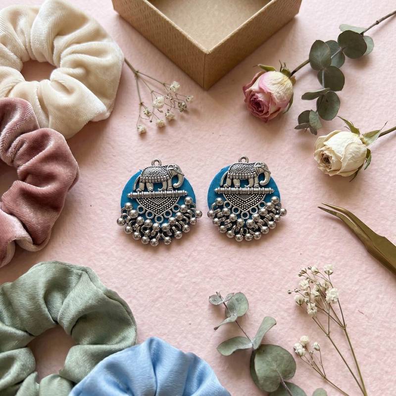 Rama green color handcraft earrings