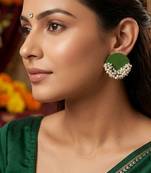 Mehandi green color wooden handcraft earrings