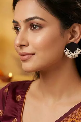 Black color wooden handcraft earrings