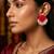 Red color wooden handcraft earrings