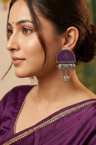 Purple color handcraft earrings