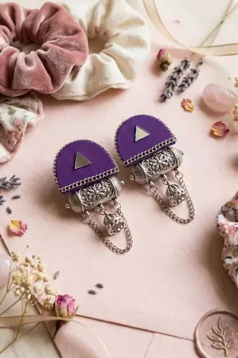 Purple color handcraft earrings