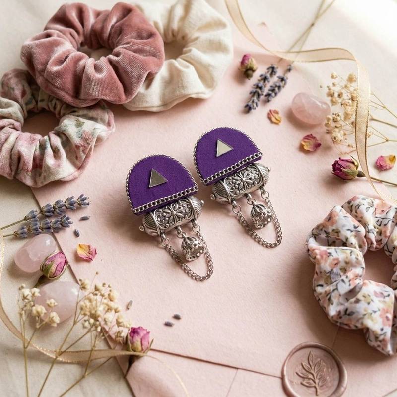 Purple color handcraft earrings