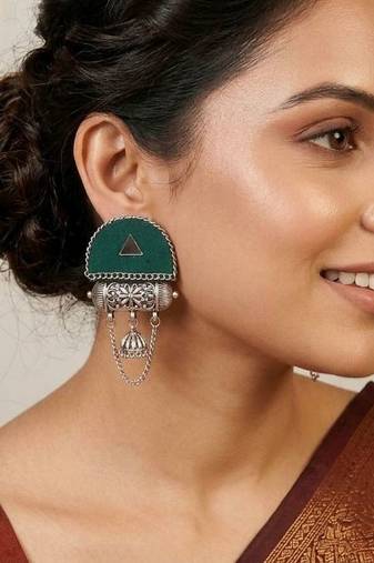 Green color handcraft earrings