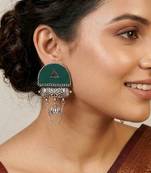 Green color handcraft earrings
