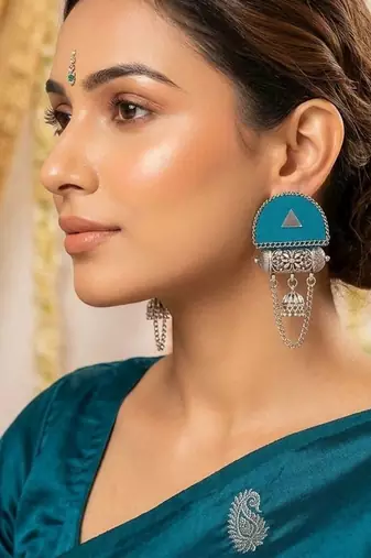 Rama green color handcraft earrings