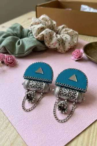 Rama green color handcraft earrings
