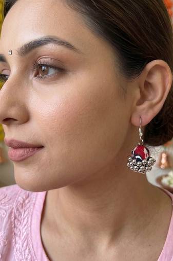 Red & black color handcraft earrings