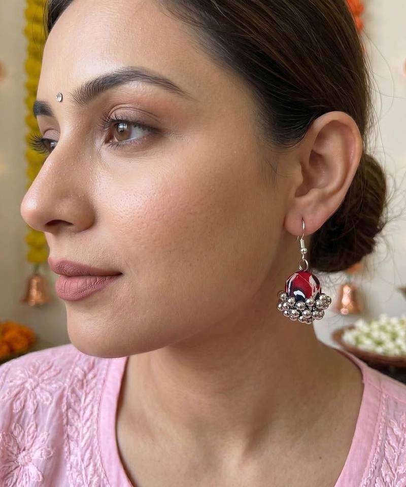 Red & black color handcraft earrings